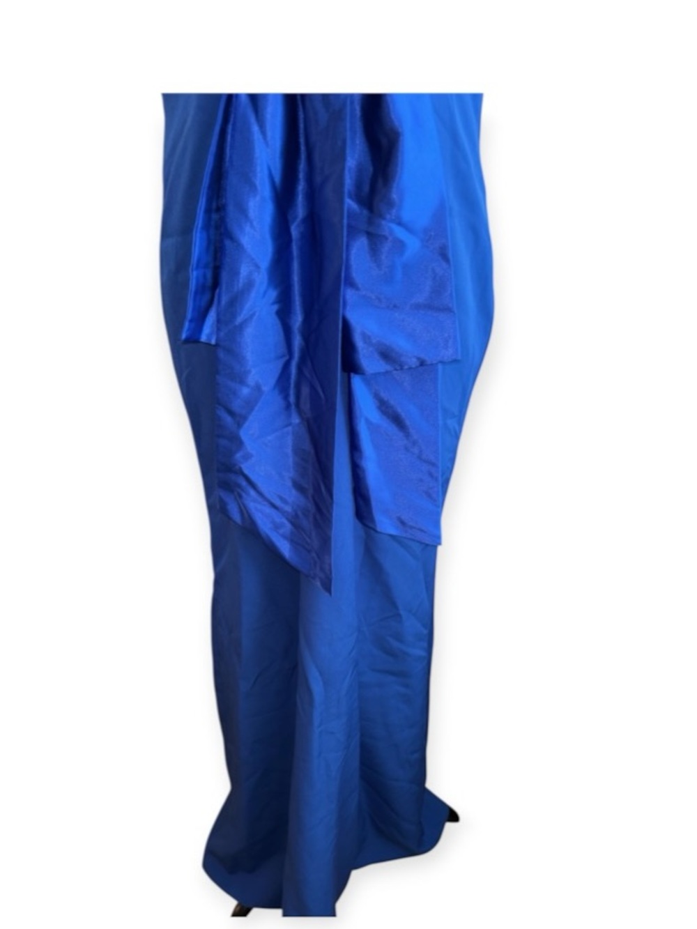 Royal Blue Satin Maxi Dress w/ Tie Front, P2P:21”, L:62”, NWT - Picture 4 of 10